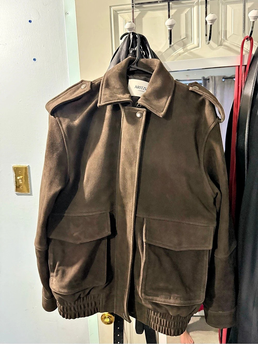 Aritzia Tennant Bomber - Suede Brown Jacket